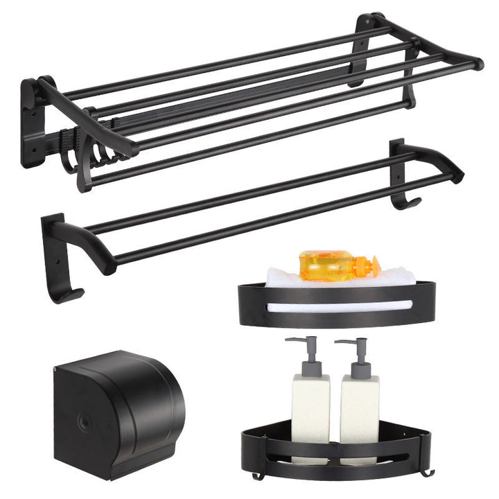 Lisslune | Modern Matt Black Bathroom Shelf Paper Holder Bathroom Accessory Set