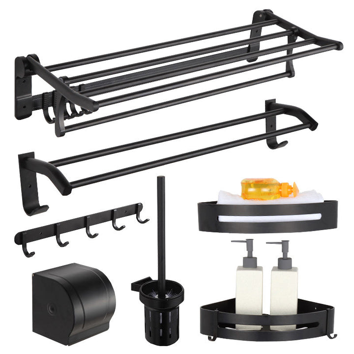 Lisslune | Modern Matt Black Bathroom Shelf Paper Holder Bathroom Accessory Set