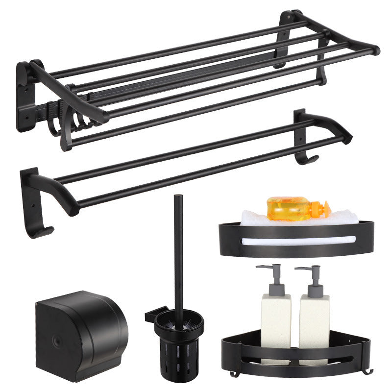 Lisslune | Modern Matt Black Bathroom Shelf Paper Holder Bathroom Accessory Set