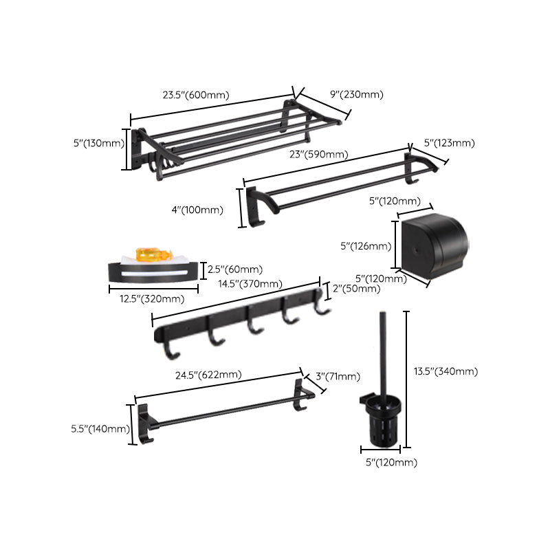 Lisslune | Modern Matt Black Bathroom Shelf Paper Holder Bathroom Accessory Set