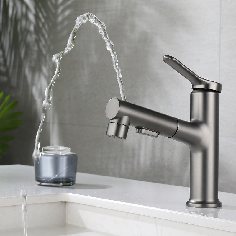 Lisslune | Extendable Bathroom Faucet Brass Modern Faucet with Water Hose
