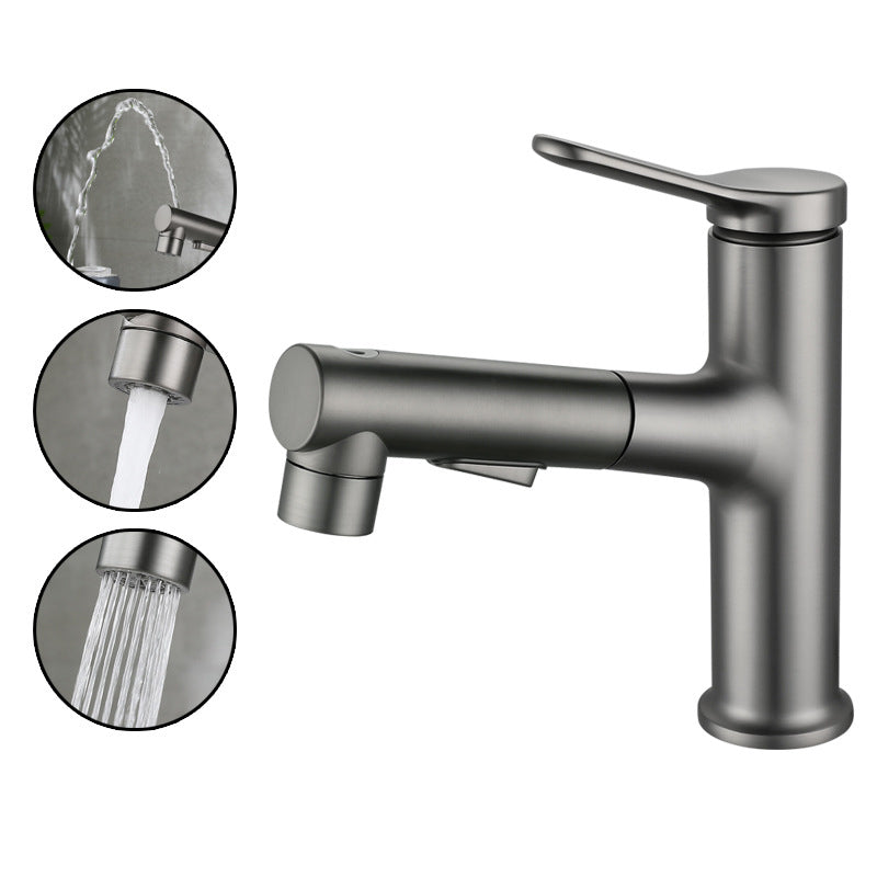 Lisslune | Extendable Bathroom Faucet Brass Modern Faucet with Water Hose