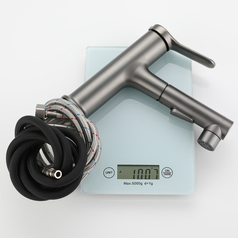 Lisslune | Extendable Bathroom Faucet Brass Modern Faucet with Water Hose
