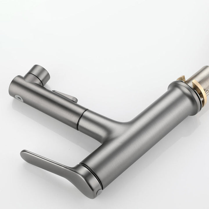 Lisslune | Extendable Bathroom Faucet Brass Modern Faucet with Water Hose