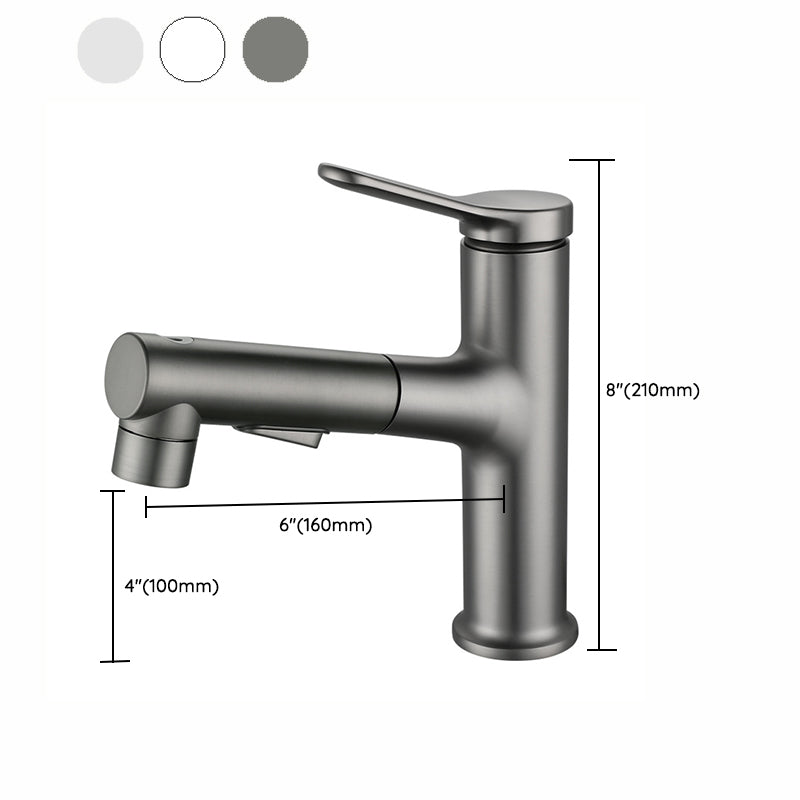 Lisslune | Extendable Bathroom Faucet Brass Modern Faucet with Water Hose