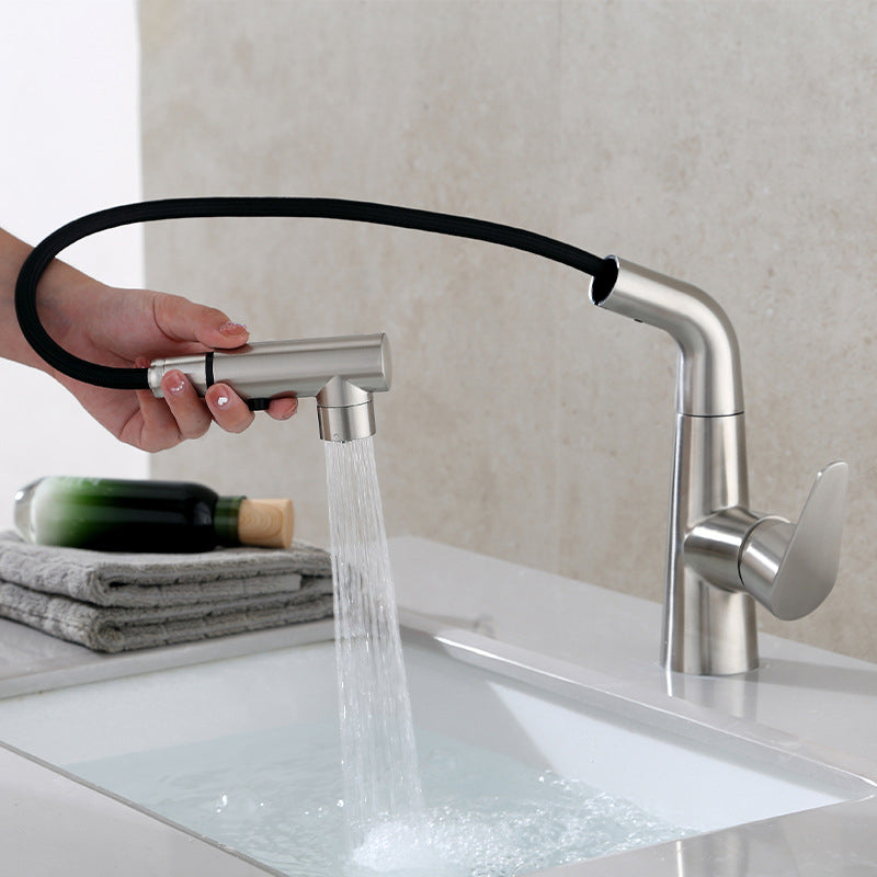Lisslune | Contemporary Vessel Faucet Pull-Out Faucet with Single Lever Handle