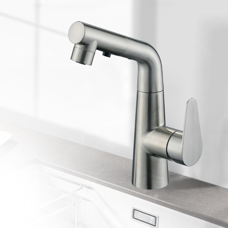 Lisslune | Contemporary Vessel Faucet Pull-Out Faucet with Single Lever Handle