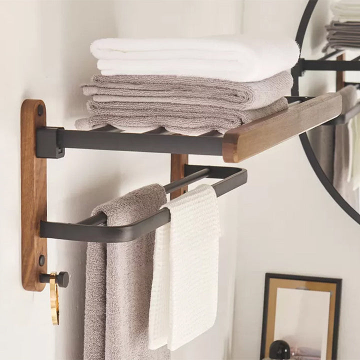 Lisslune | Modern Bathroom Accessories Set Aluminium & Wood Bathroom Fittings Set