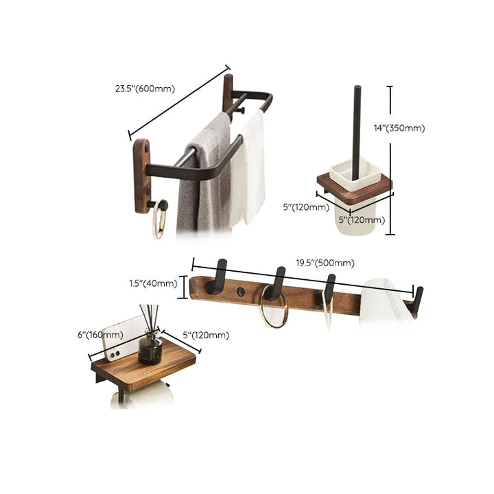 Lisslune | Modern Bathroom Accessories Set Aluminium & Wood Bathroom Fittings Set