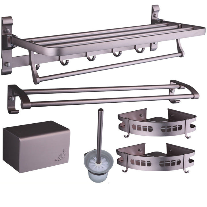 Lisslune | 6-piece modern bathroom hardware set made of aluminum with towel holder/paper holder