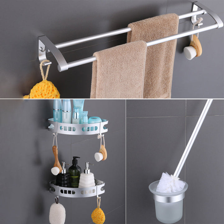 Lisslune | 6-piece modern bathroom hardware set made of aluminum with towel holder/paper holder
