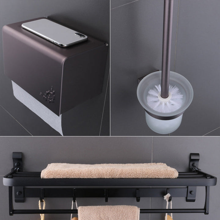 Lisslune | 6-piece modern bathroom hardware set made of aluminum with towel holder/paper holder