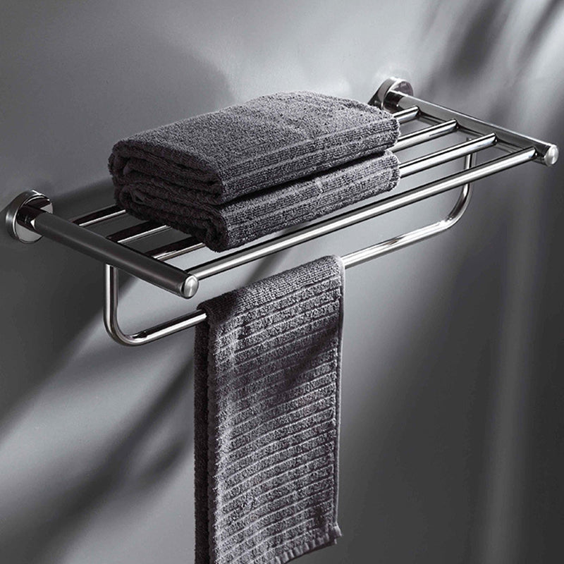 Lisslune | Polished Chrome 5-piece modern bathroom accessory set with bathroom shelf