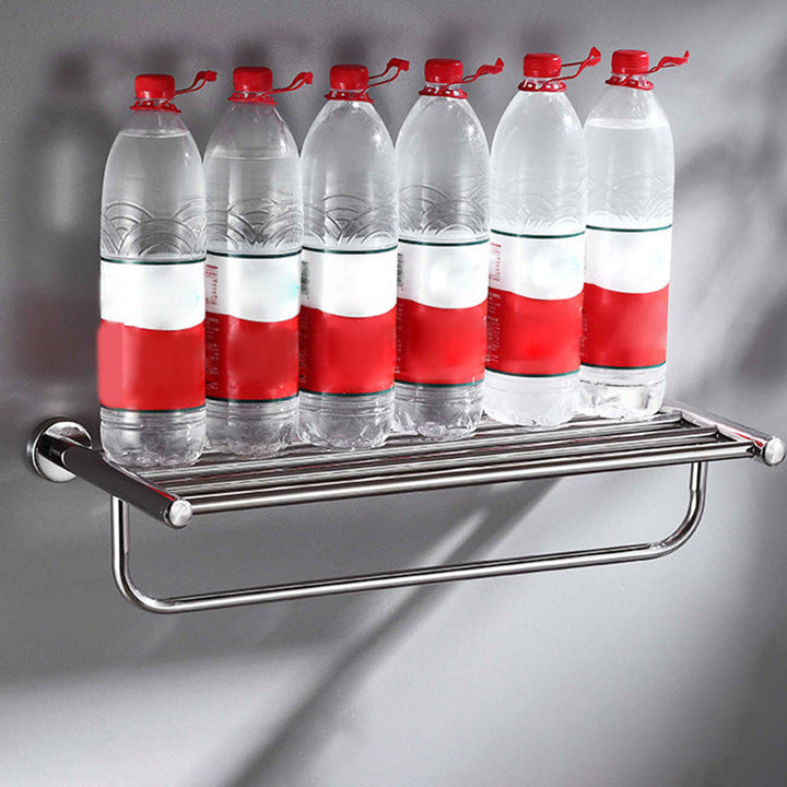Lisslune | Polished Chrome 5-piece modern bathroom accessory set with bathroom shelf