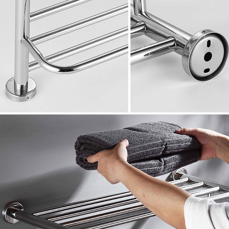 Lisslune | Polished Chrome 5-piece modern bathroom accessory set with bathroom shelf
