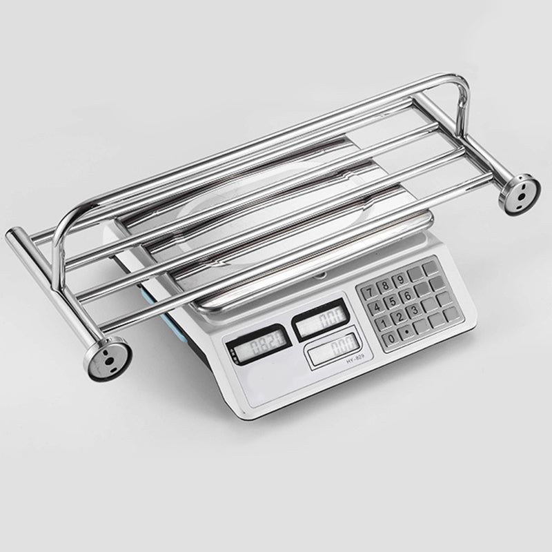 Lisslune | Polished Chrome 5-piece modern bathroom accessory set with bathroom shelf