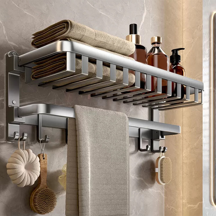Lisslune | Modern Bathroom Accessory Set Gray Bathroom Shelf Paper Holder Bathroom Accessory Kit
