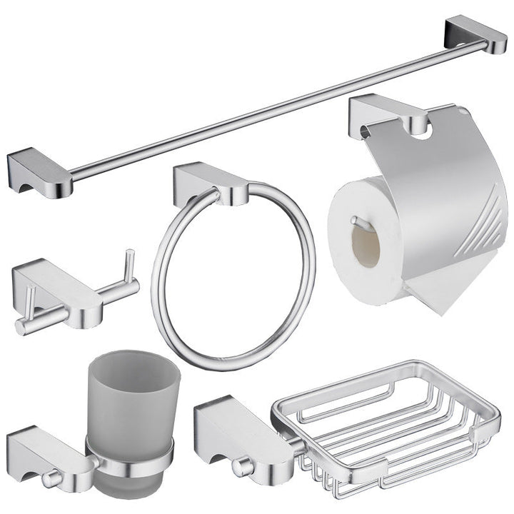 Lisslune | 6-piece Chrome Bathroom Accessory as Individual Piece or as Set with Towel Ring Bar