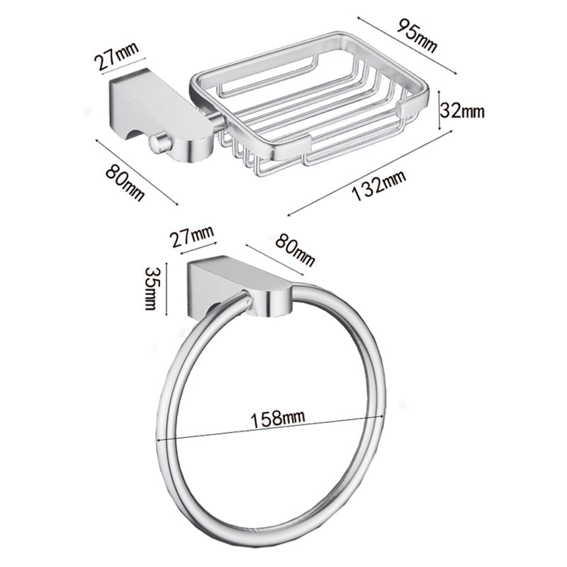 Lisslune | 6-piece Chrome Bathroom Accessory as Individual Piece or as Set with Towel Ring Bar