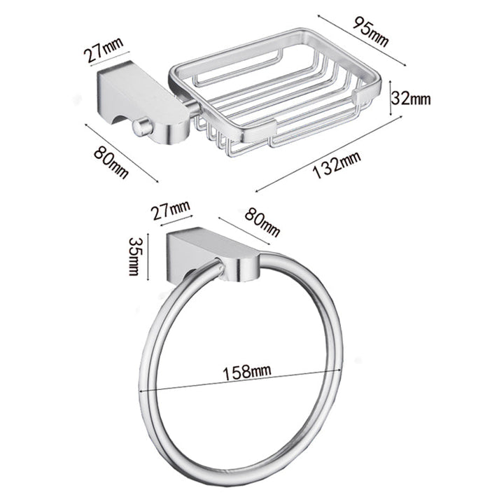 Lisslune | 6-piece Chrome Bathroom Accessory as Individual Piece or as Set with Towel Ring Bar