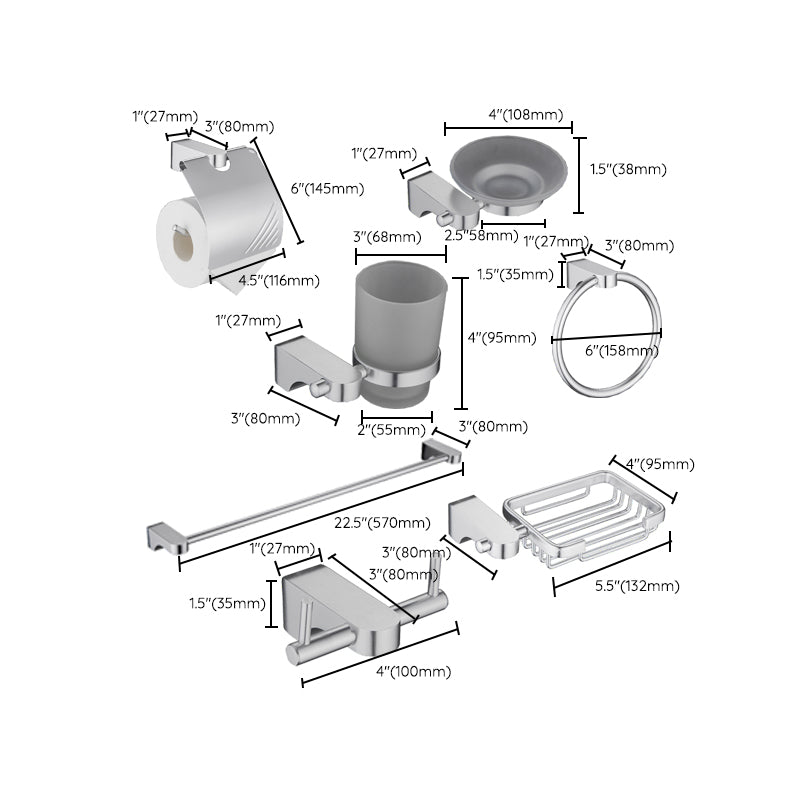 Lisslune | 6-piece Chrome Bathroom Accessory as Individual Piece or as Set with Towel Ring Bar