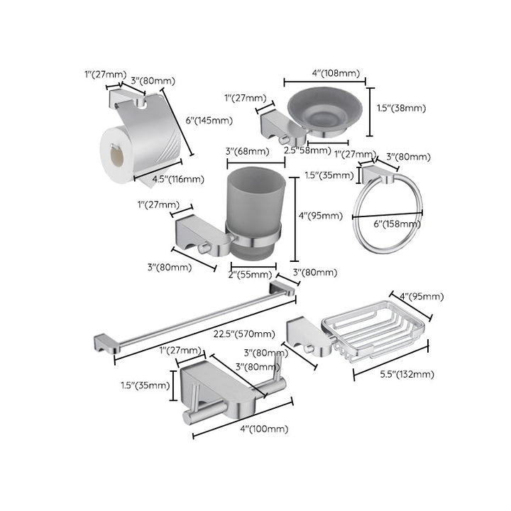 Lisslune | 6-piece Chrome Bathroom Accessory as Individual Piece or as Set with Towel Ring Bar