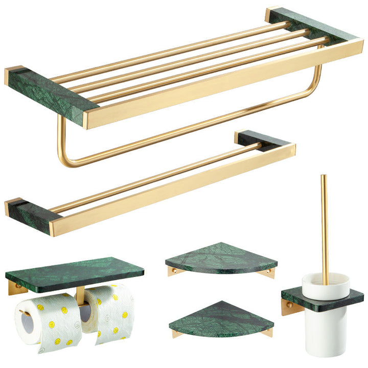 Lisslune | Golden Bath Hardware Set Brass & Marble Bathroom Accessories Set