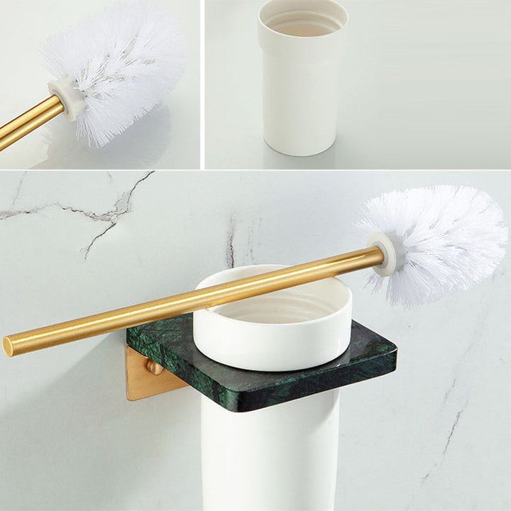 Lisslune | Golden Bath Hardware Set Brass & Marble Bathroom Accessories Set