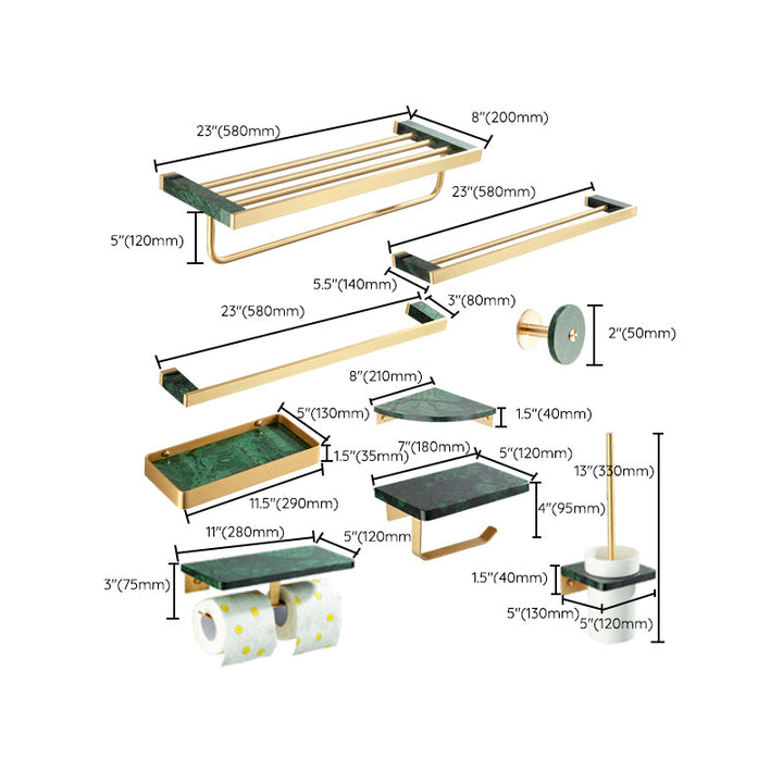 Lisslune | Golden Bath Hardware Set Brass & Marble Bathroom Accessories Set