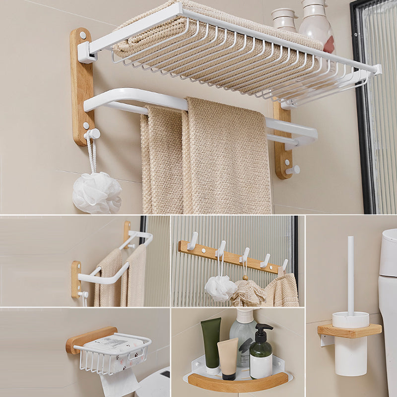 Lisslune | Aluminium and Wood Bath Accessories Set White Bathroom Accessories Kit