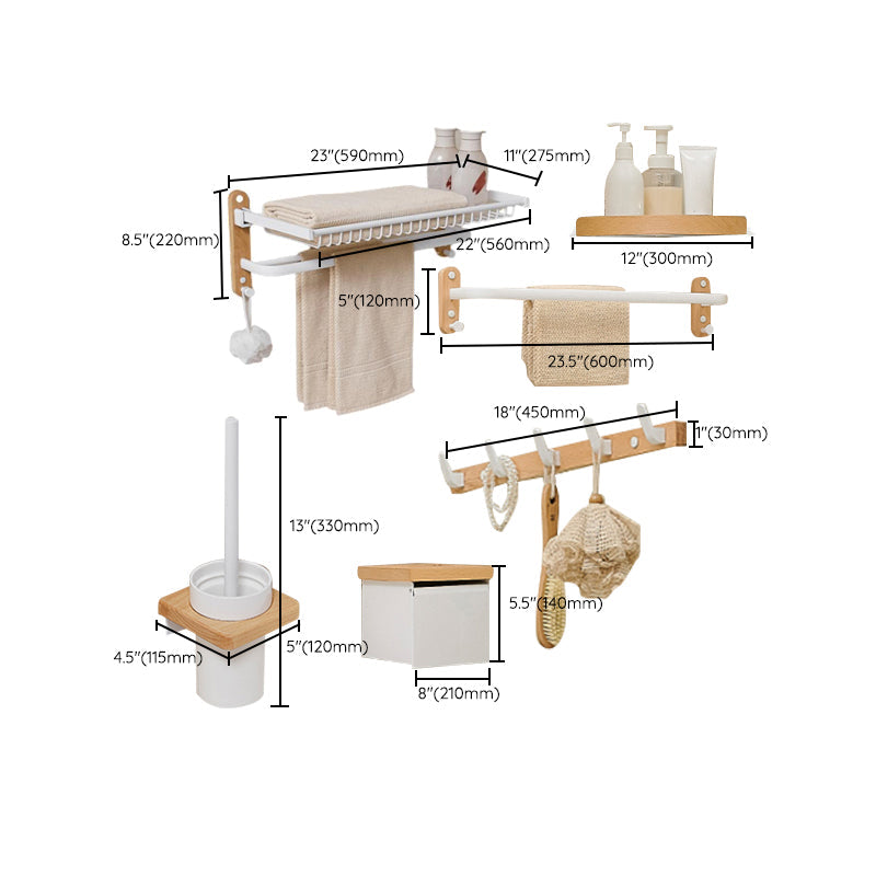 Lisslune | Aluminium and Wood Bath Accessories Set White Bathroom Accessories Kit