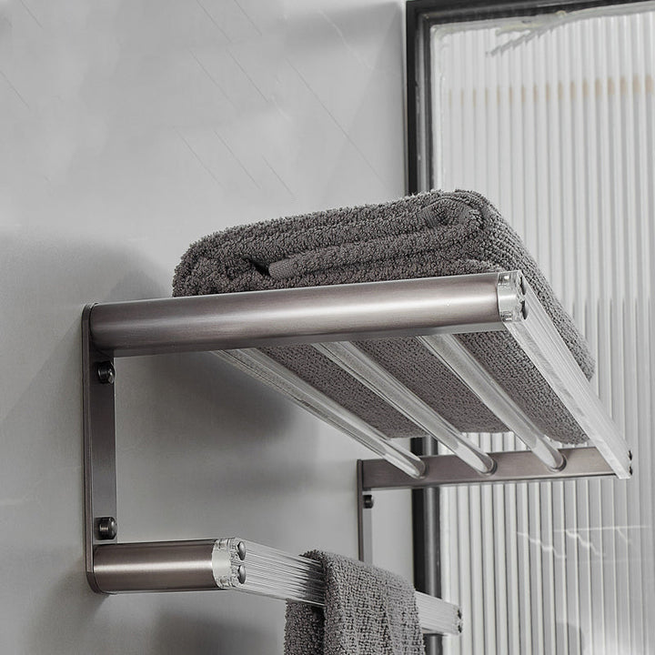 Lisslune | Modern Bathroom Set Gray Towel Rack Bathroom Shelf Bathroom Accessories Set