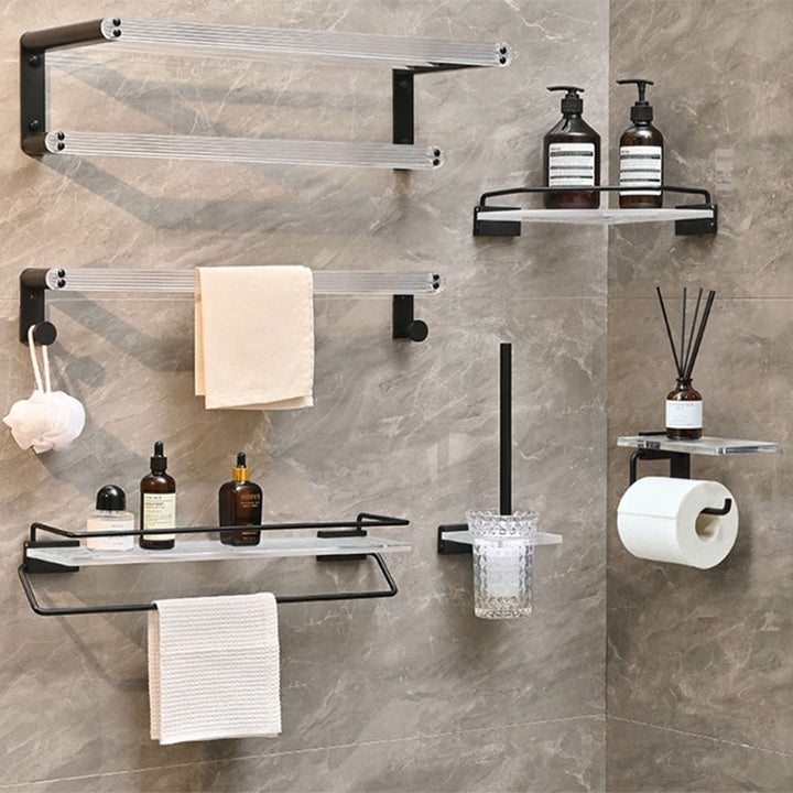 Lisslune | Modern Bathroom Accessories Set Black Towel Bar Bathroom Shelf Bathroom Fittings Set