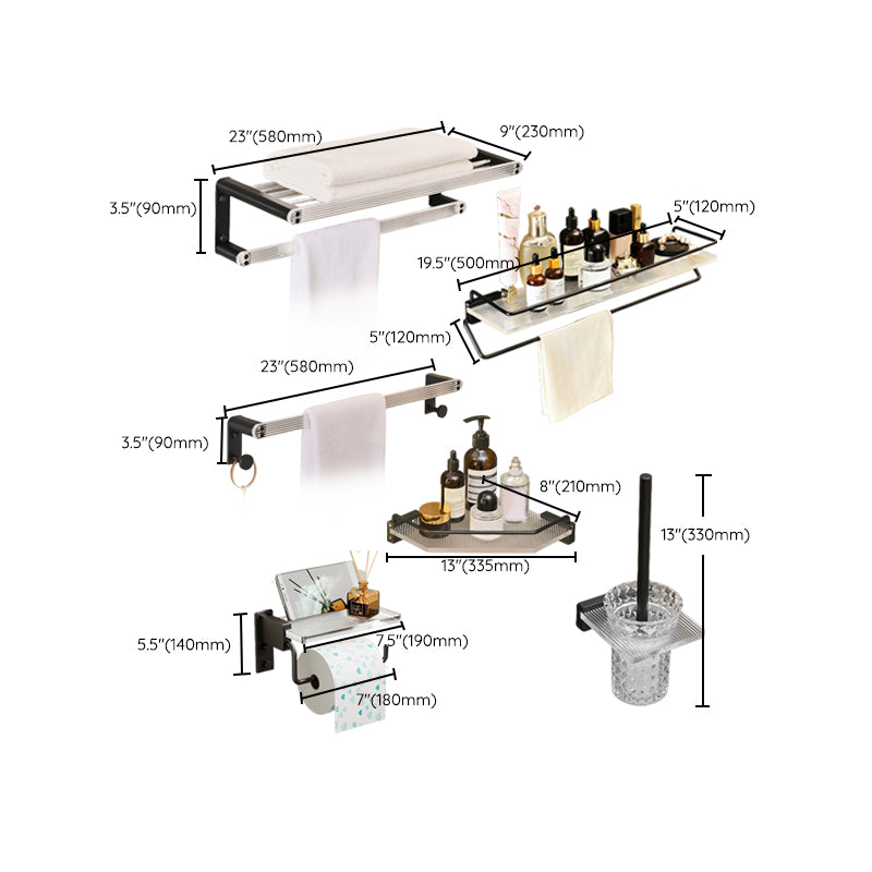 Lisslune | Modern Bathroom Accessories Set Black Towel Bar Bathroom Shelf Bathroom Fittings Set