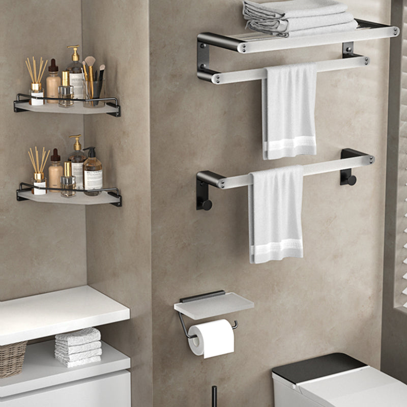Lisslune | Modern Bathroom Accessory Set Bathroom Shelf Towel Holder Black Bathroom Accessory Set