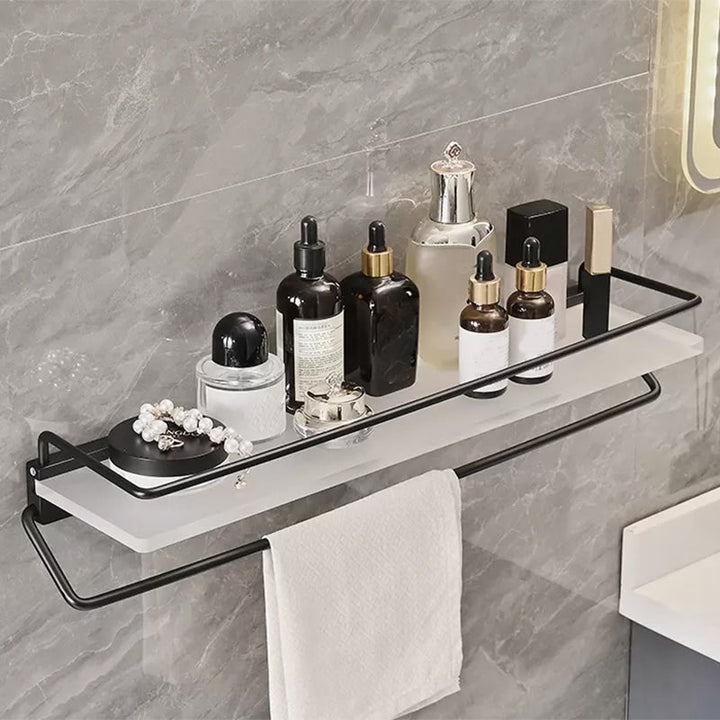 Lisslune | Modern Bathroom Accessory Set Bathroom Shelf Towel Holder Black Bathroom Accessory Set