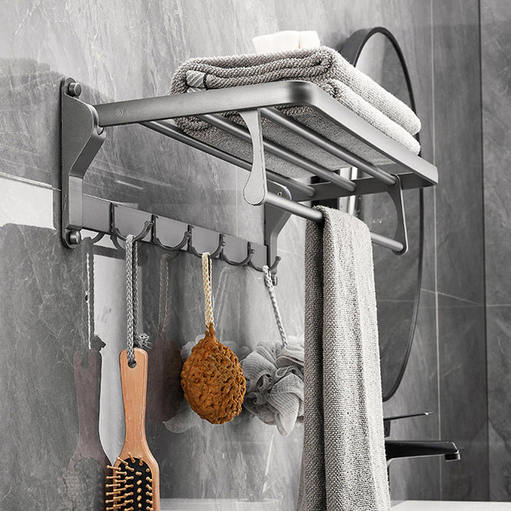 Lisslune | Gray 6/7-piece modern bathroom accessory set bathroom shelf/towel hooks/towel bar included