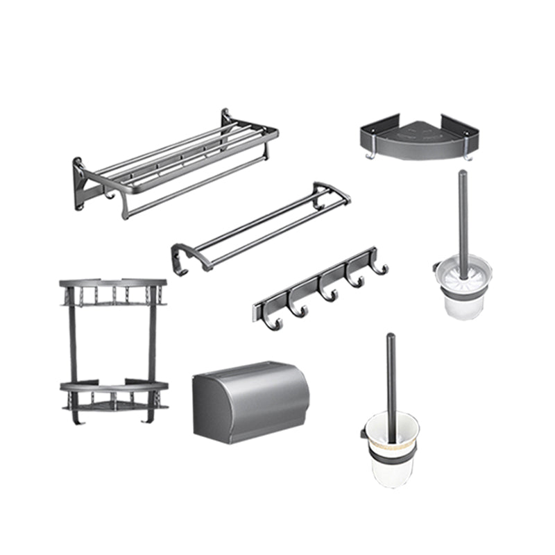Lisslune | Gray 6/7-piece modern bathroom accessory set bathroom shelf/towel hooks/towel bar included