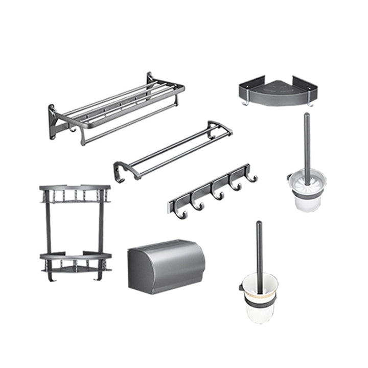Lisslune | Gray 6/7-piece modern bathroom accessory set bathroom shelf/towel hooks/towel bar included