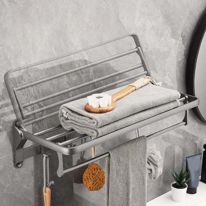 Lisslune | Gray 6/7-piece modern bathroom accessory set bathroom shelf/towel hooks/towel bar included