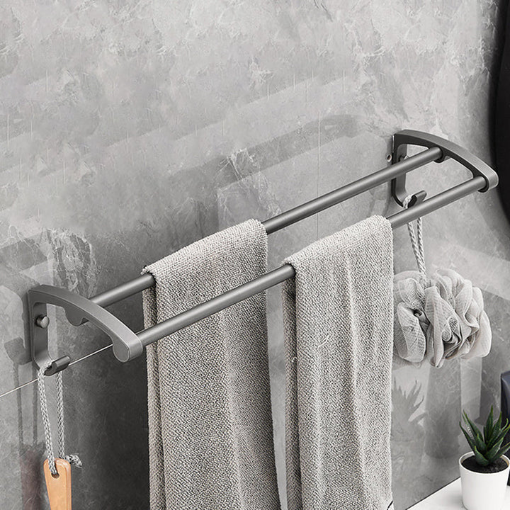 Lisslune | Gray 6/7-piece modern bathroom accessory set bathroom shelf/towel hooks/towel bar included