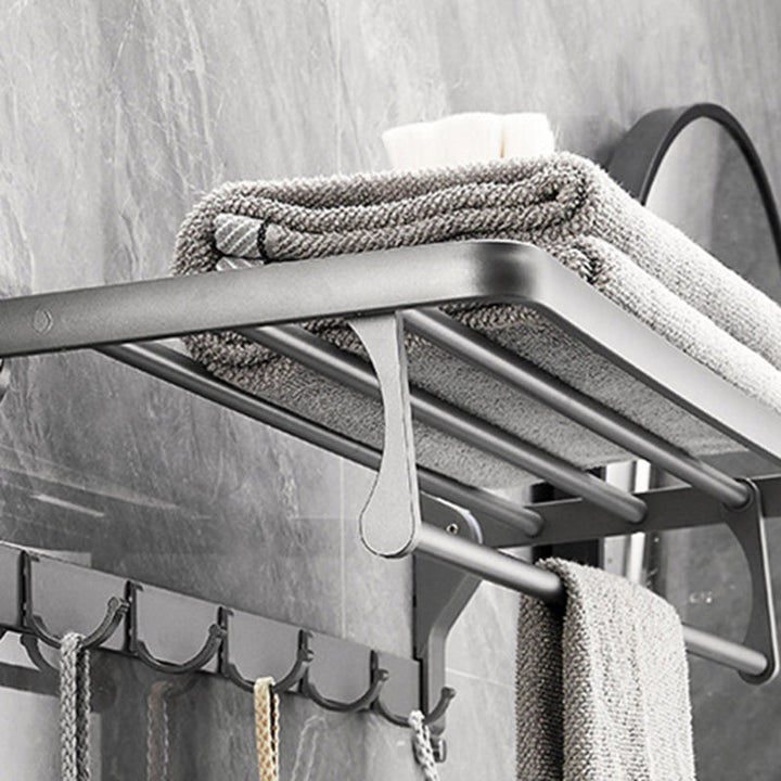 Lisslune | Gray 6/7-piece modern bathroom accessory set bathroom shelf/towel hooks/towel bar included