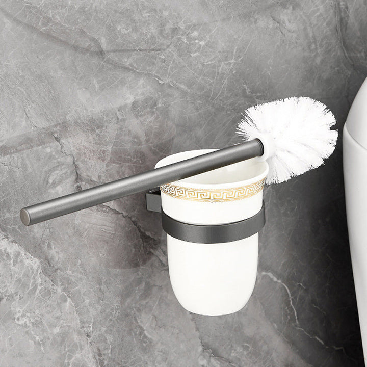 Lisslune | Gray 6/7-piece modern bathroom accessory set bathroom shelf/towel hooks/towel bar included