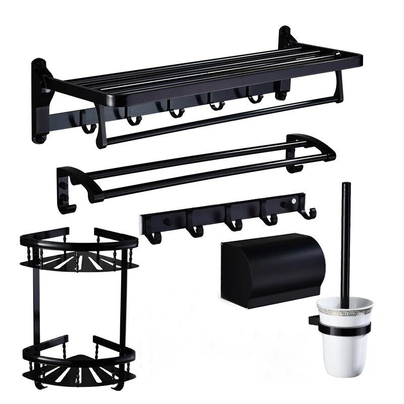 Skorter | Modern 5/6-piece bathroom accessory set with bathroom shelf/robe hooks/towel bar