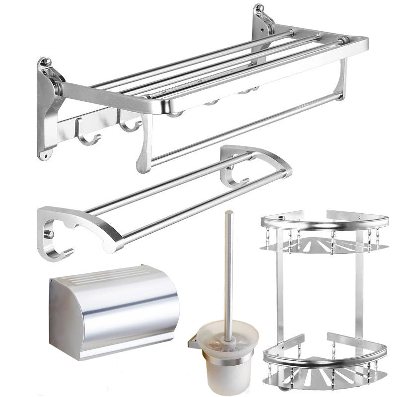 Skorter | Modern 5/6-piece bathroom accessory set with bathroom shelf/robe hooks/towel bar