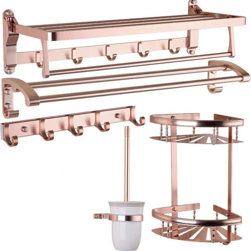 Skorter | Modern 5/6-piece bathroom accessory set with bathroom shelf/robe hooks/towel bar