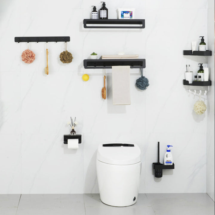 Lisslune | 7-piece bathroom hardware set matte black/gray with bath shelf/towel holder/bath towel hooks