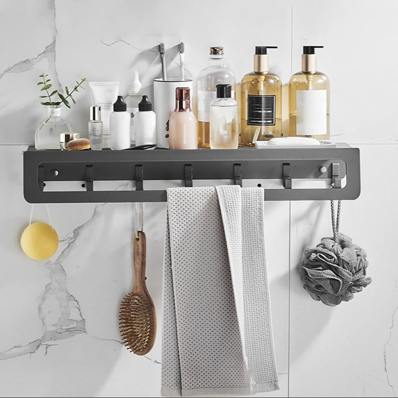 Lisslune | 7-piece bathroom hardware set matte black/gray with bath shelf/towel holder/bath towel hooks