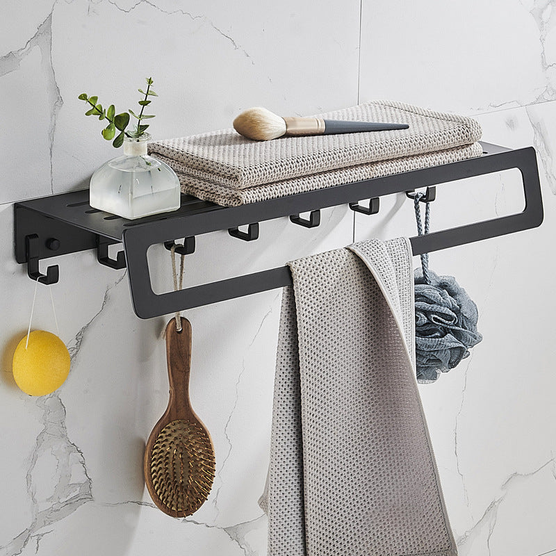 Lisslune | 7-piece Bathroom Hardware Set Matte Black/Grey with Bath Shelf/Towel Holder/Bath Towel Hook