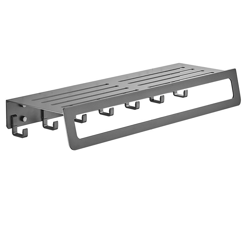 Lisslune | 7-piece bathroom hardware set matte black/gray with bath shelf/towel holder/bath towel hooks